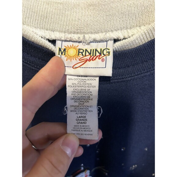 Vintage Morning Sun Cottage Grandma Core Christmas Sweatshirt Sz Large Snowman - Picture 3 of 7